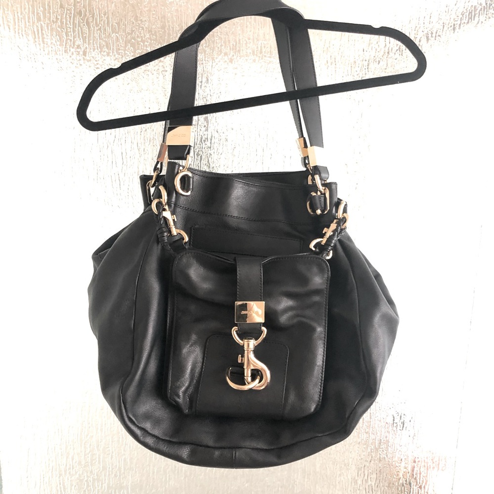 Jimmy Choo Black leather calfskin Lois shoulder bag
